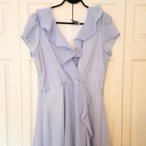 PLUS Striped Faux Wrap Dress